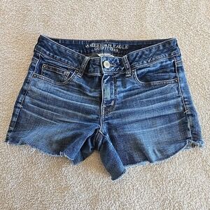 American‎ Eagle Super Stretch Shortie Denim Shorts Womens 8 Blue Jean Cutoffs